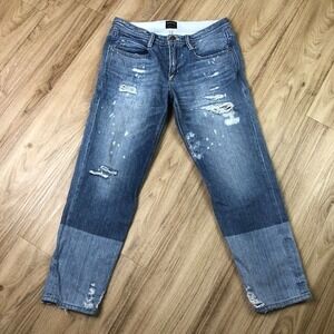 Brappers 30th Anniversary Distressed Torn Light Wash 28x26 Denim Jeans Womens